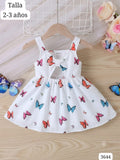 VESTIDO BLANCO CON MARIPOSAS DE COLORES DE NIÑA