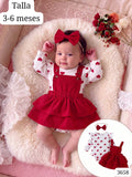 CONJUNTO BLANCO, ROJO Y CORAZONES DE NIÑA