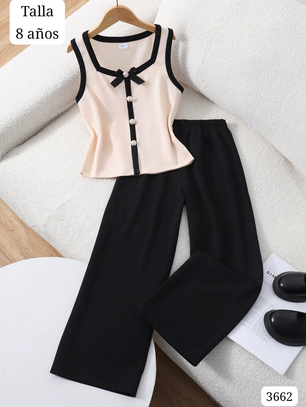 CONJUNTO DE PANTALONETA NEGRA DE NIÑA