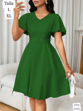 VESTIDO VERDE CORTO ESCOTE V DE MUJER