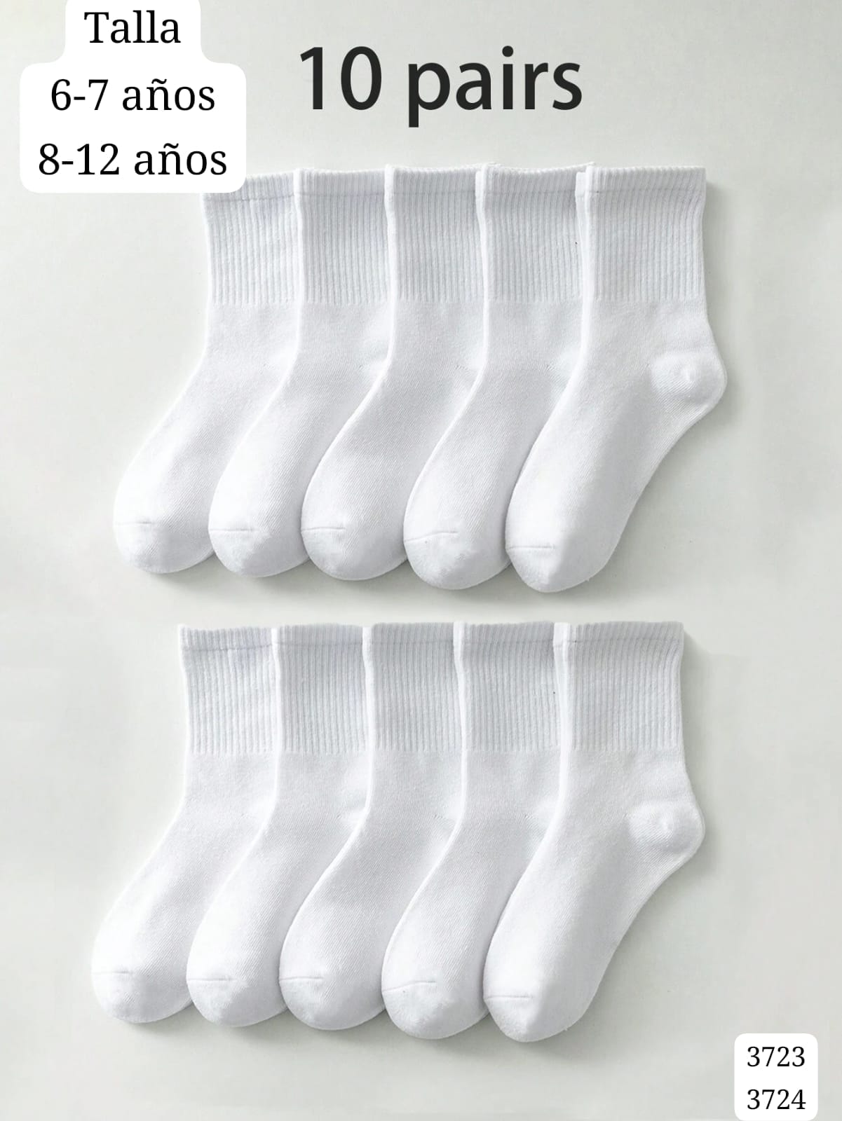 10 PARES DE CALCETAS BLANCAS