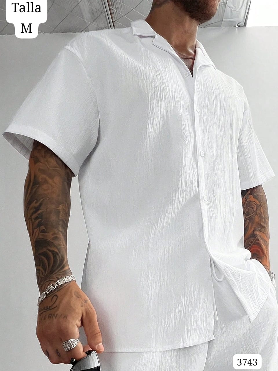 CAMISA BLANCA MANGA CORTA DE HOMBRE