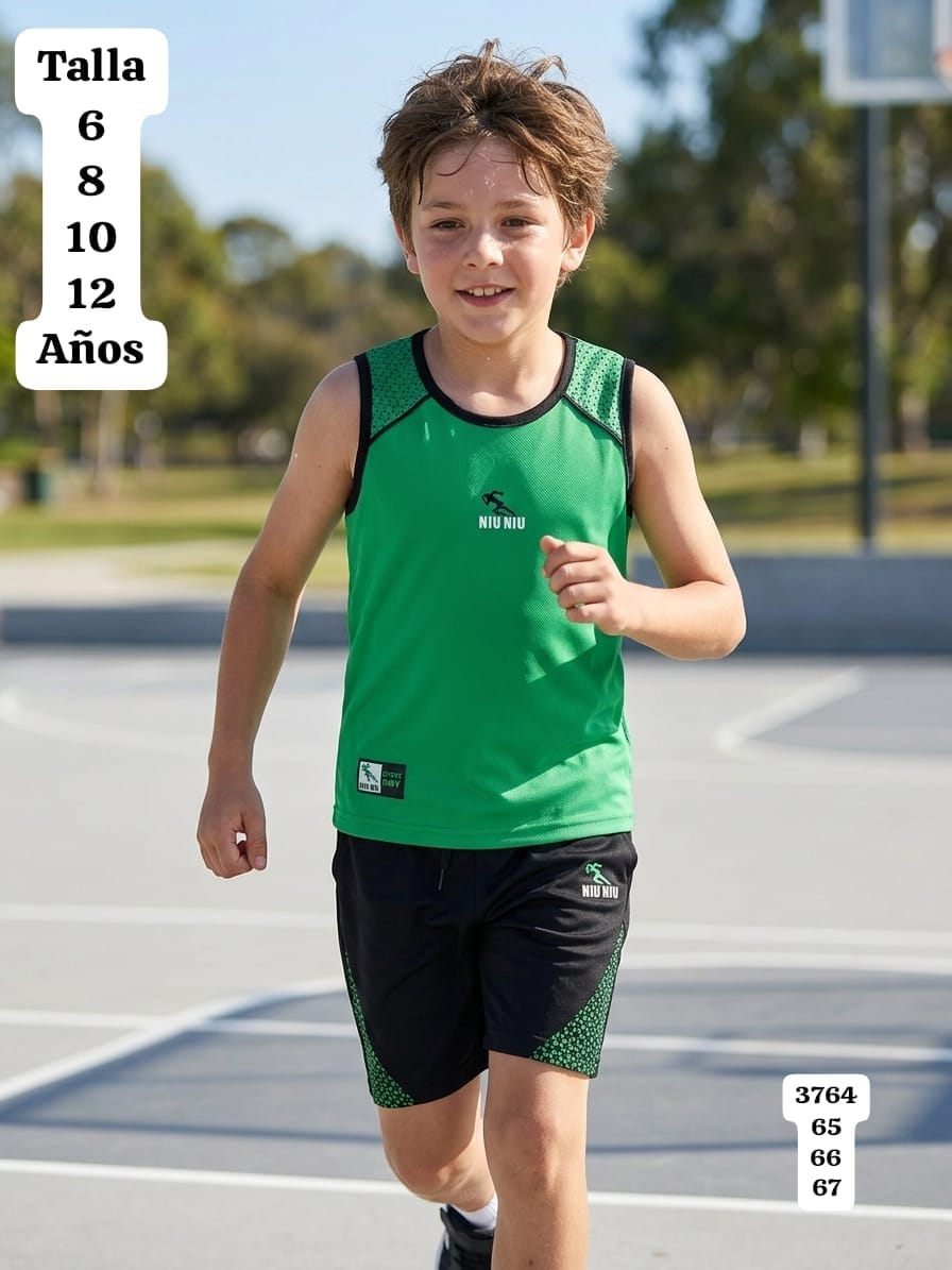 CONJUNTO DEPORTIVO DE CAMISA VERDE DE NIÑO