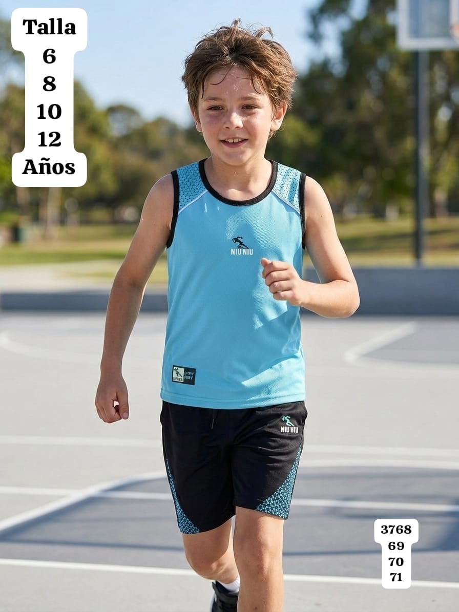 CONJUNTO DEPORTIVO DE CAMISA CELESTE DE NIÑO