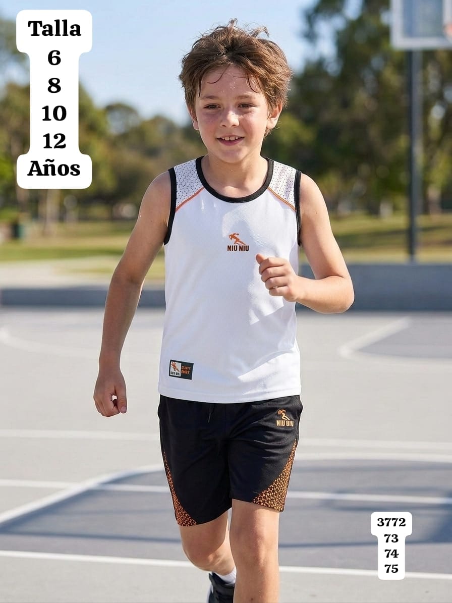 CONJUNTO DEPORTIVO DE CAMISA BLANCA DE NIÑO