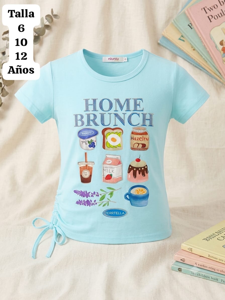 CAMISA CELESTE HOME BRUNCH DE NIÑA