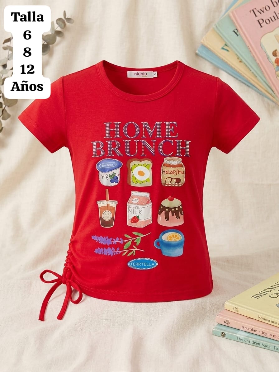 CAMISA ROJA HOME BRUNCH DE NIÑA