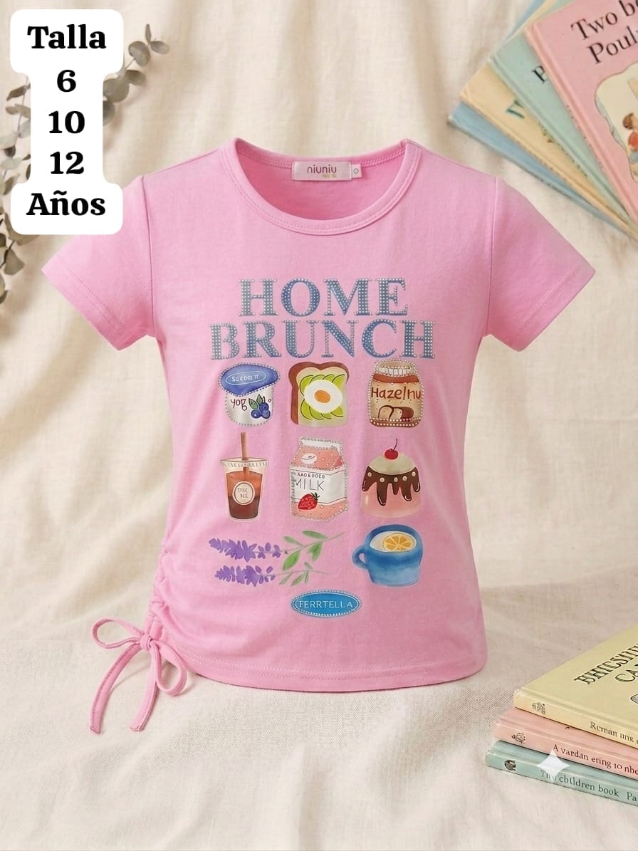 CAMISA ROSA HOME BRUNCH DE NIÑA