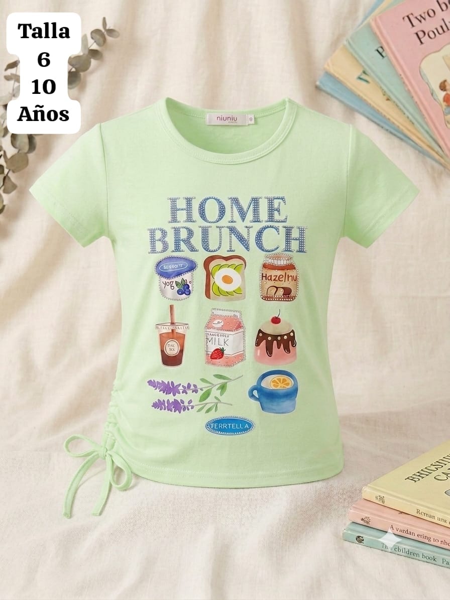 CAMISA VERDE CLARO HOME BRUNCH DE NIÑA
