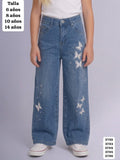 PANTALON CARGO CON DETALLES DE MARIPOSAS Y PERLAS DE NIÑA