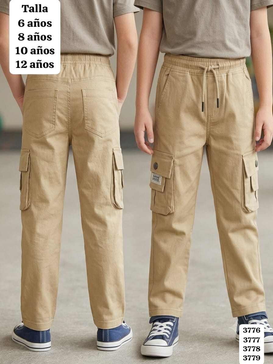 PANTALON BOMBERO COLOR KAKI DE NIÑO