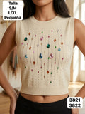 CAMISA PEQUEÑA SIN MANGAS BEIGE DE MUJER