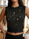 CAMISA PEQUEÑA SIN MANGAS NEGRA DE MUJER