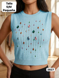 CAMISA PEQUEÑA SIN MANGAS CELESTE DE MUJER