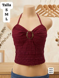 BLUSA ROJO VINO DE TIRANTES DE AMARRAR DE MUJER