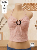 BLUSA ROSA CLARO DE TIRANTES DE AMARRAR DE MUJER