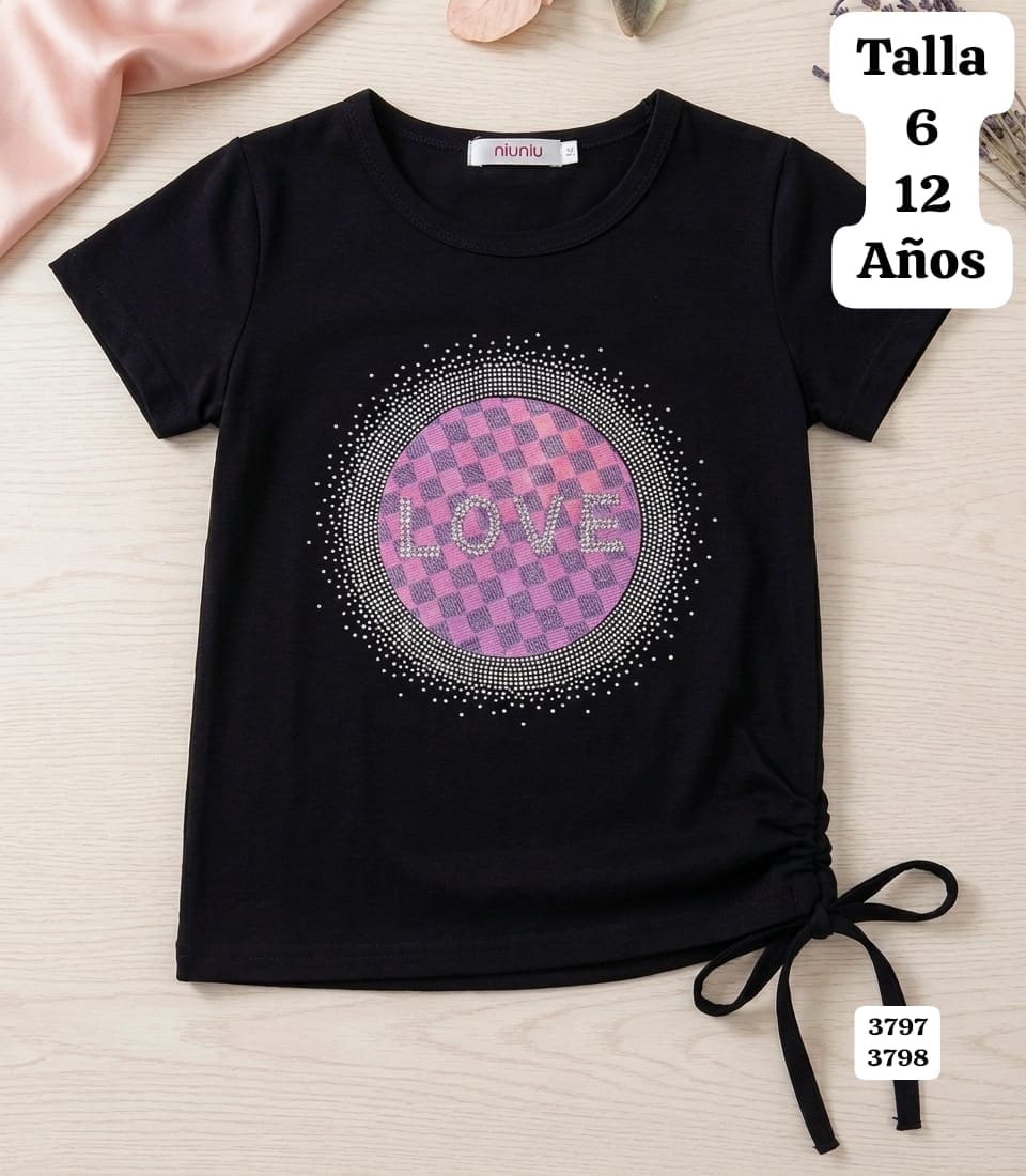 CAMISA NEGRA LOVE DE NIÑA