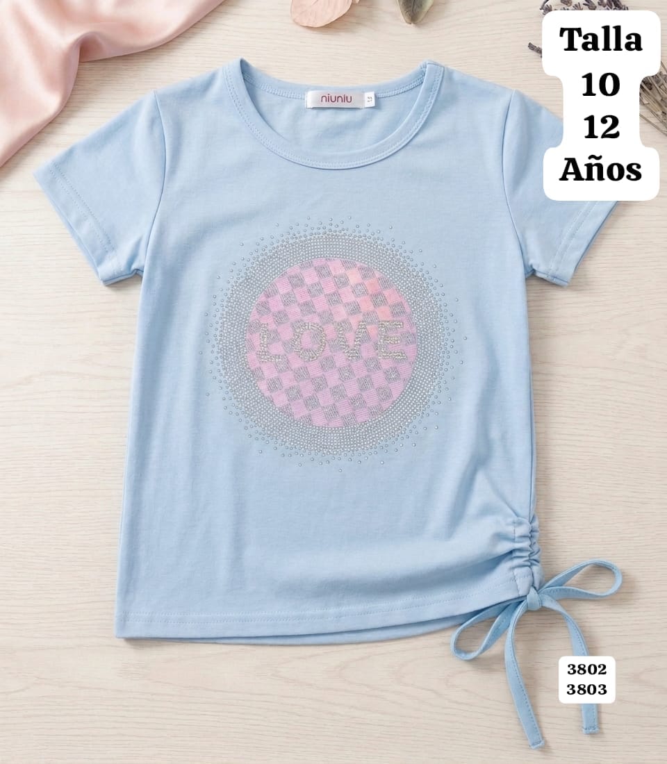 CAMISA CELESTE LOVE DE NIÑA