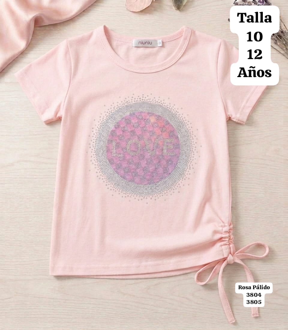 CAMISA ROSA PALIDO LOVE DE NIÑA