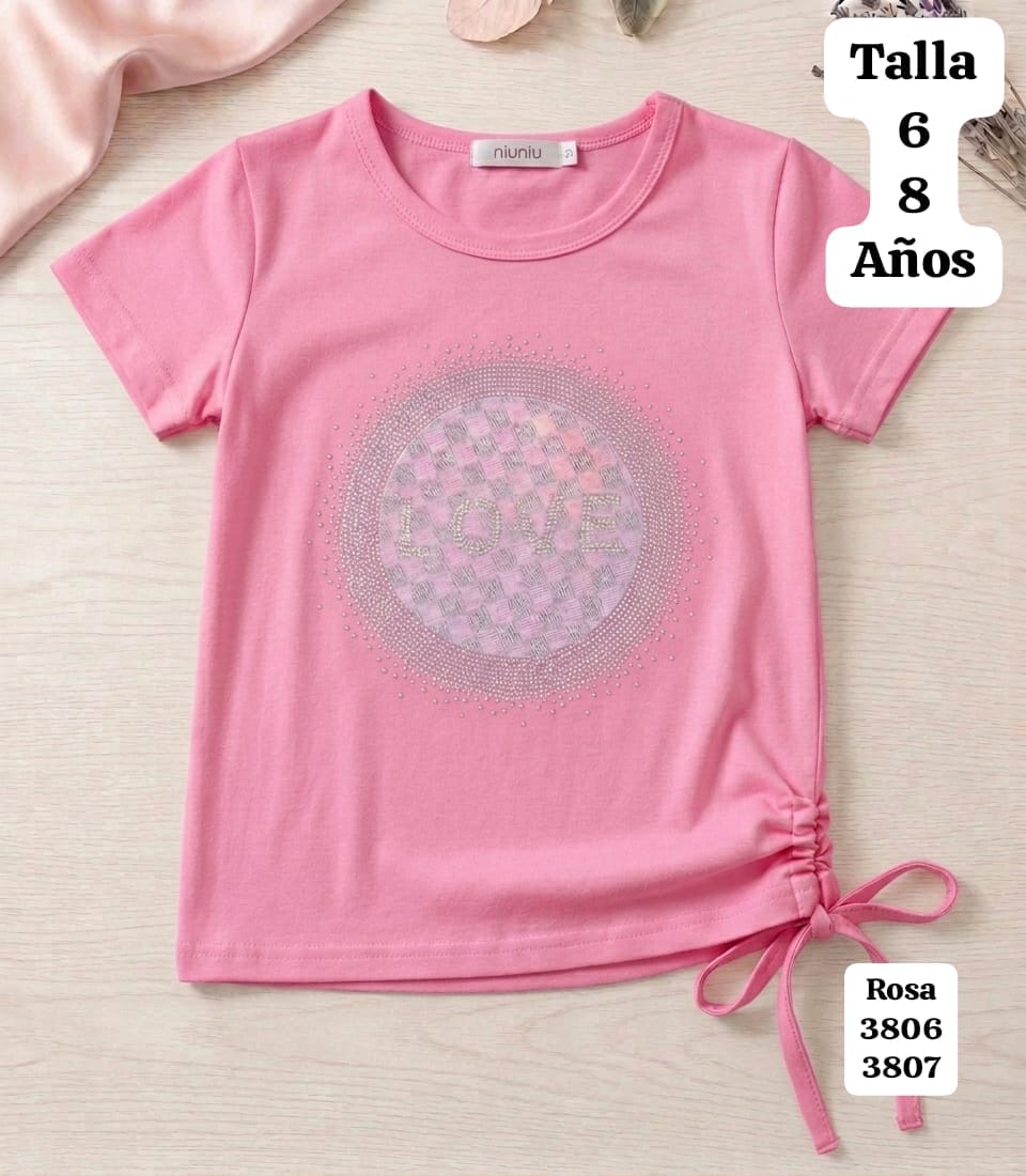 CAMISA ROSA LOVE DE NIÑA