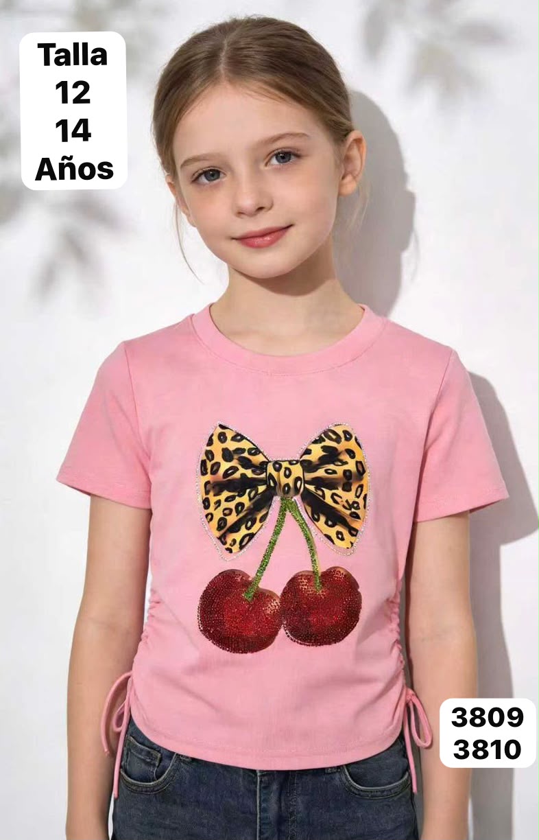 CAMISA ROSA DE CHERRY CON CHONGO DE NIÑA