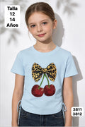 CAMISA CELESTE DE CHERRY CON CHONGO DE NIÑA
