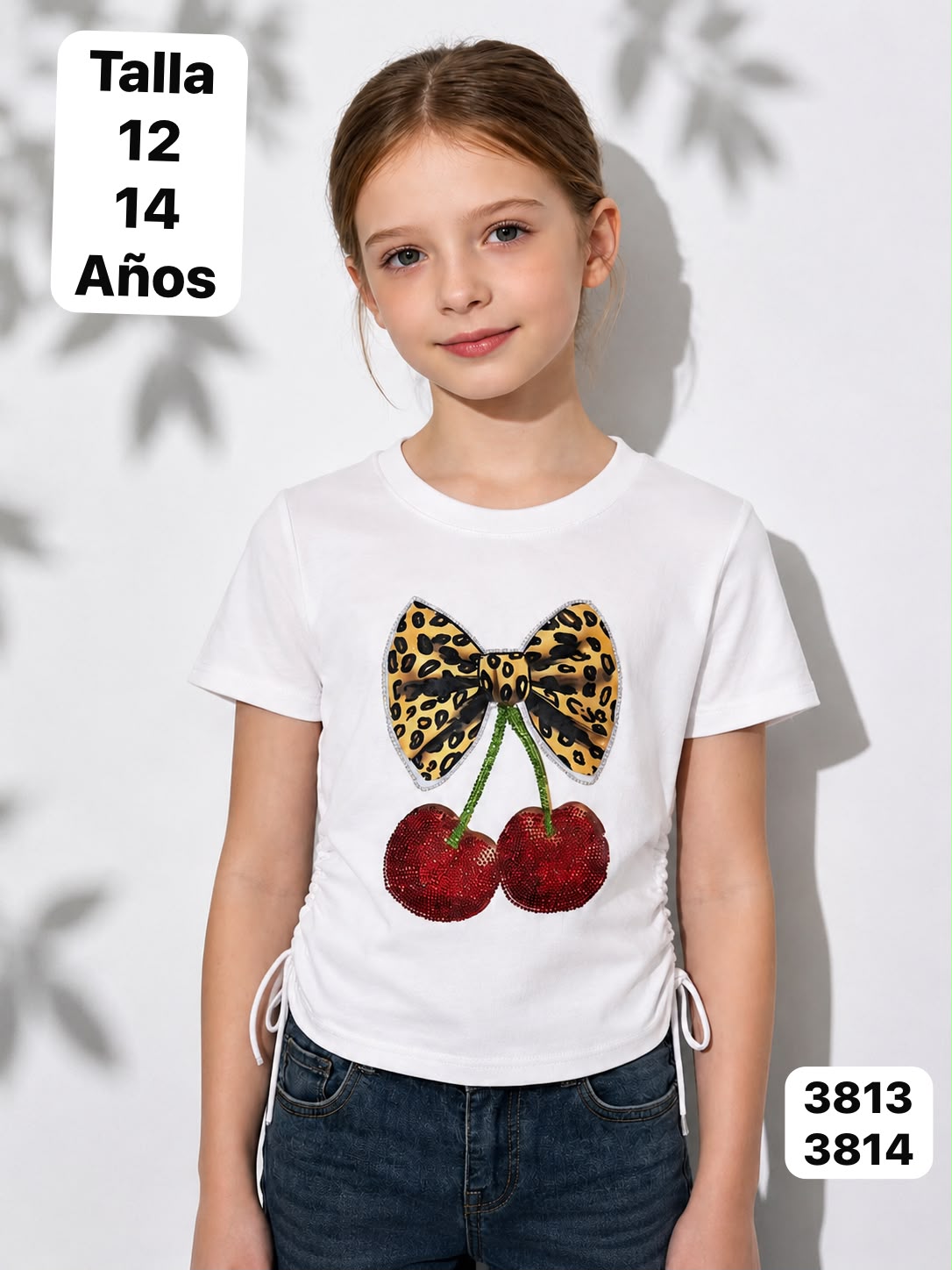 CAMISA BLANCA DE CHERRY CON CHONGO DE NIÑA