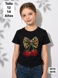 CAMISA NEGRA DE CHERRY CON CHONGO DE NIÑA