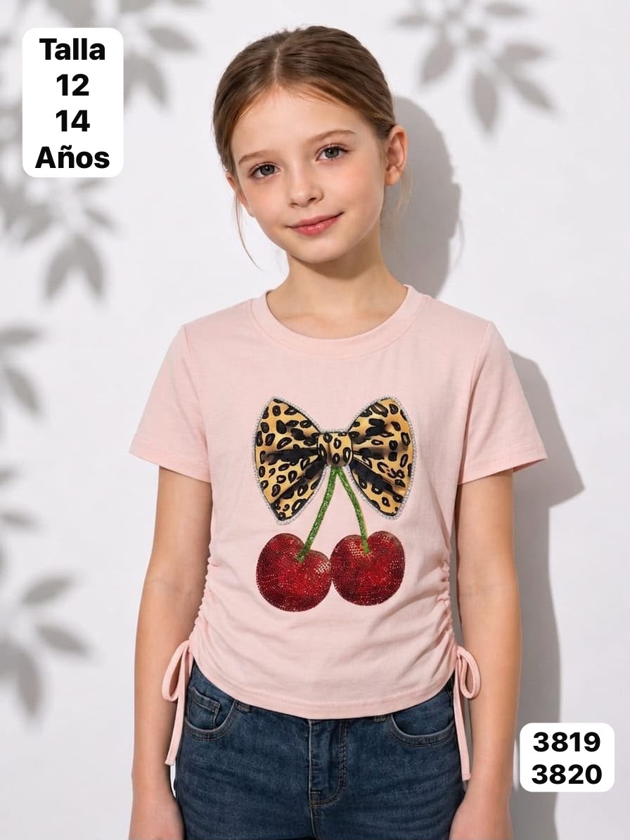 CAMISA ROSA PALIDO DE CHERRY CON CHONGO DE NIÑA