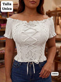 BLUSA BLANCA ESTILO CAMPESINA CON CORDON DE AMARAR DE DAMA