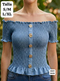 BLUSA ELASTICA CELESTE DE MUJER