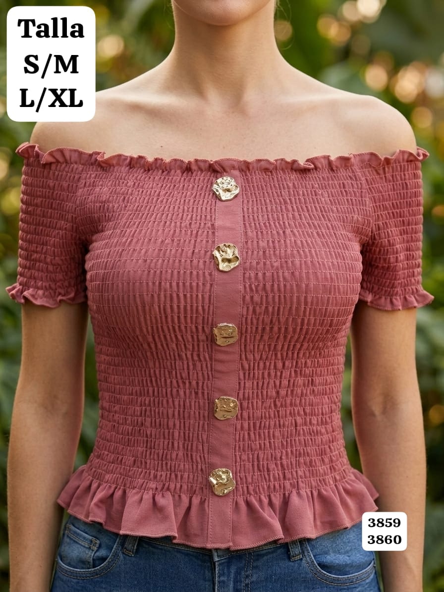 BLUSA ELASTICA ROSA VIEJA DE MUJER