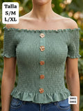 BLUSA ELASTICA VERDE CLARO DE MUJER