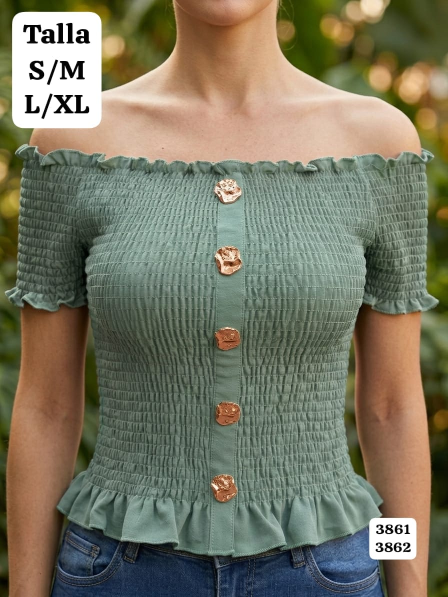 BLUSA ELASTICA VERDE CLARO DE MUJER