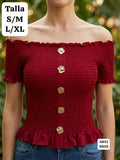 BLUSA ELASTICA ROJO VINO DE MUJER