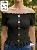 BLUSA ELASTICA NEGRA DE MUJER