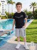 CONJUNTO DE CAMISA NEGRA Y SHORT GRIS DE NIÑO