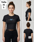 CAMISA NEGRA CON LINEAS BLANCAS DE MUJER