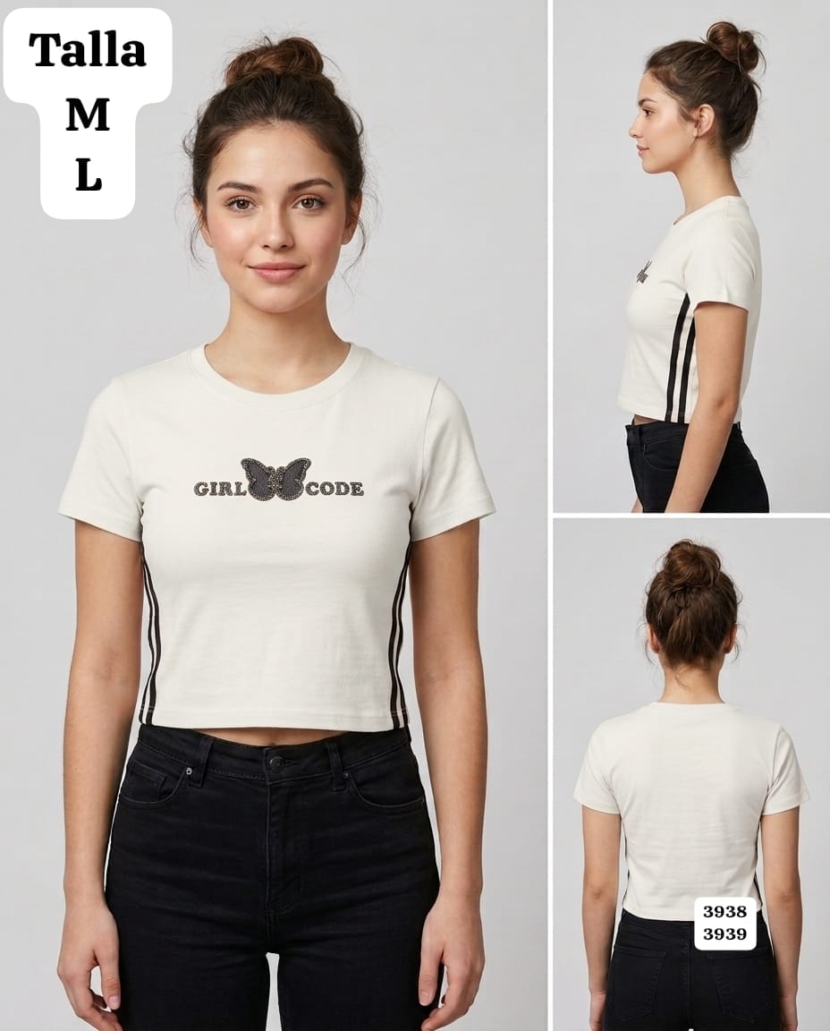 CAMISA BLANCO CREMA CON LINEAS NEGRAS DE MUJER