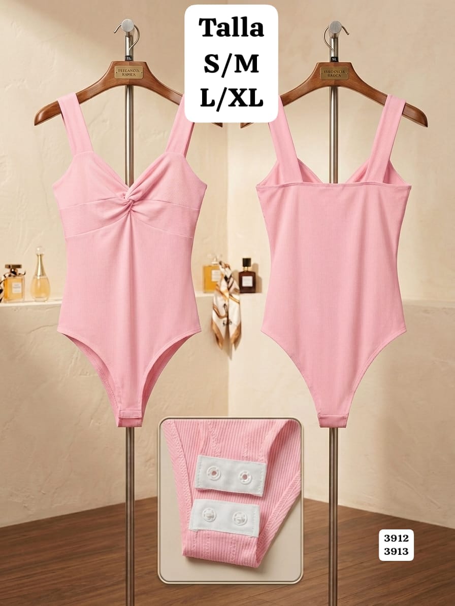 BODY ROSA CON BROCHE DE MUJER