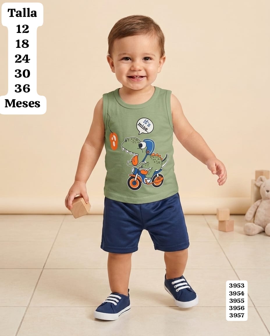 CONJUNTO DE CENTRO VERDE Y SHORT DE NIÑO