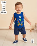 CONJUNTO DE CENTRO AZUL Y SHORT DE NIÑO