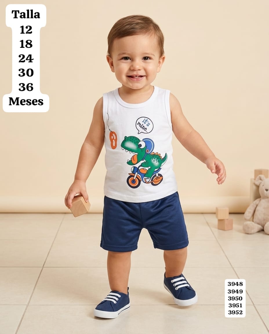 CONJUNTO DE CENTRO BLANCO Y SHORT DE NIÑO