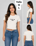 CAMISA CREMA CON FRANJAS NEGRAS DE MUJER