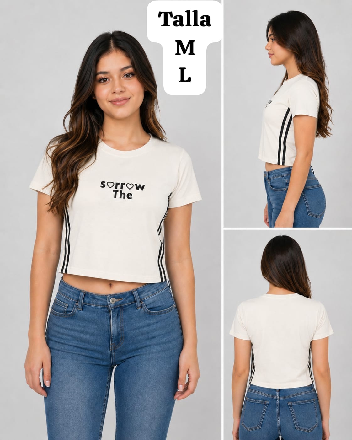 CAMISA CREMA CON FRANJAS NEGRAS DE MUJER