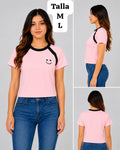 CAMISA ROSA CON CARITA FELIZ DE MUJER