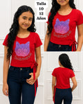BLUSA ROJA DE AMARAR DE UN LADO DE NIÑA