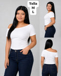 BLUSA BLANCA CON MANGA CAIDA DE MUJER