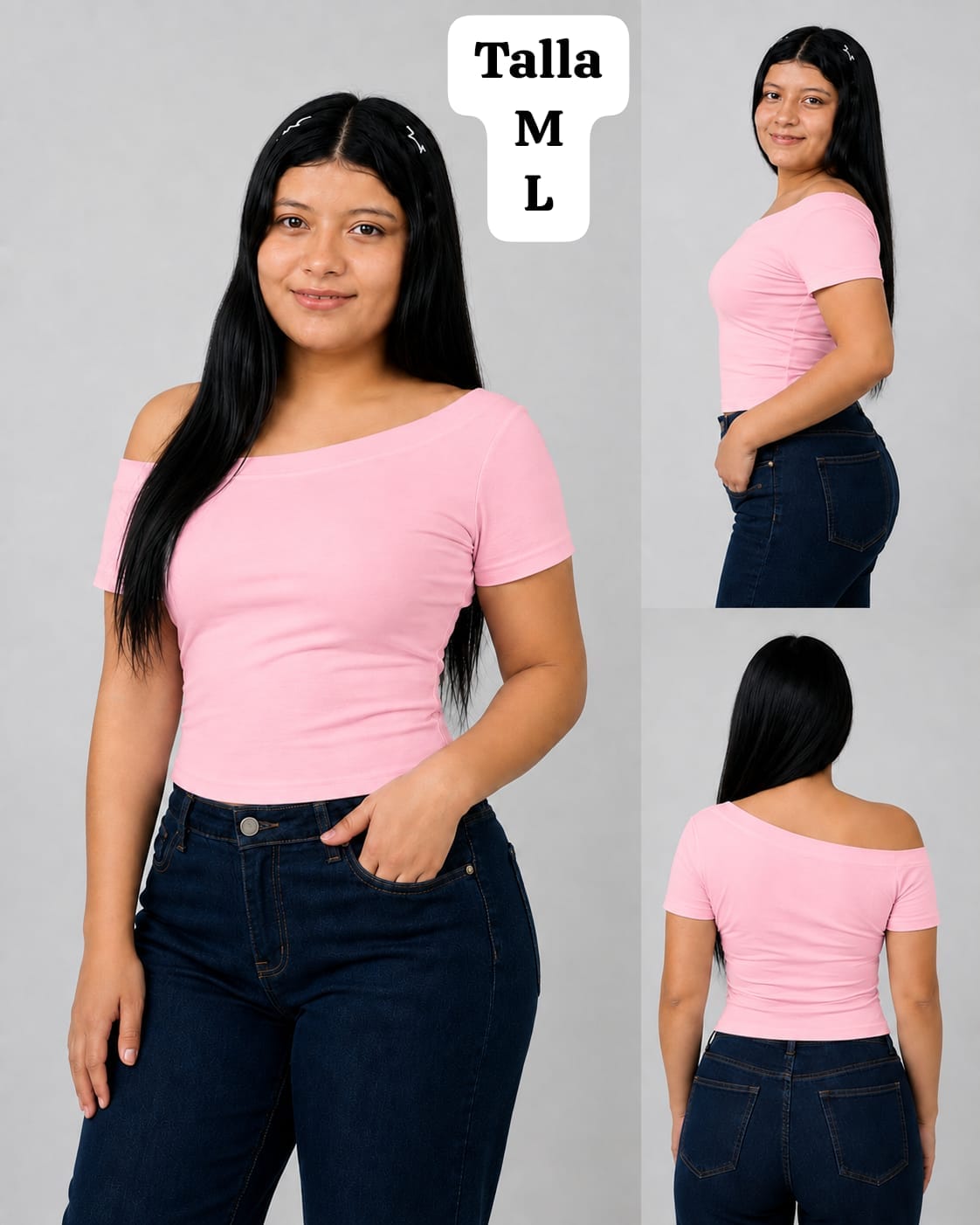 BLUSA ROSA CON MANGA CAIDA DE MUJER