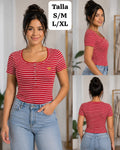 BLUSA ROJA RAYADA DE MUJER